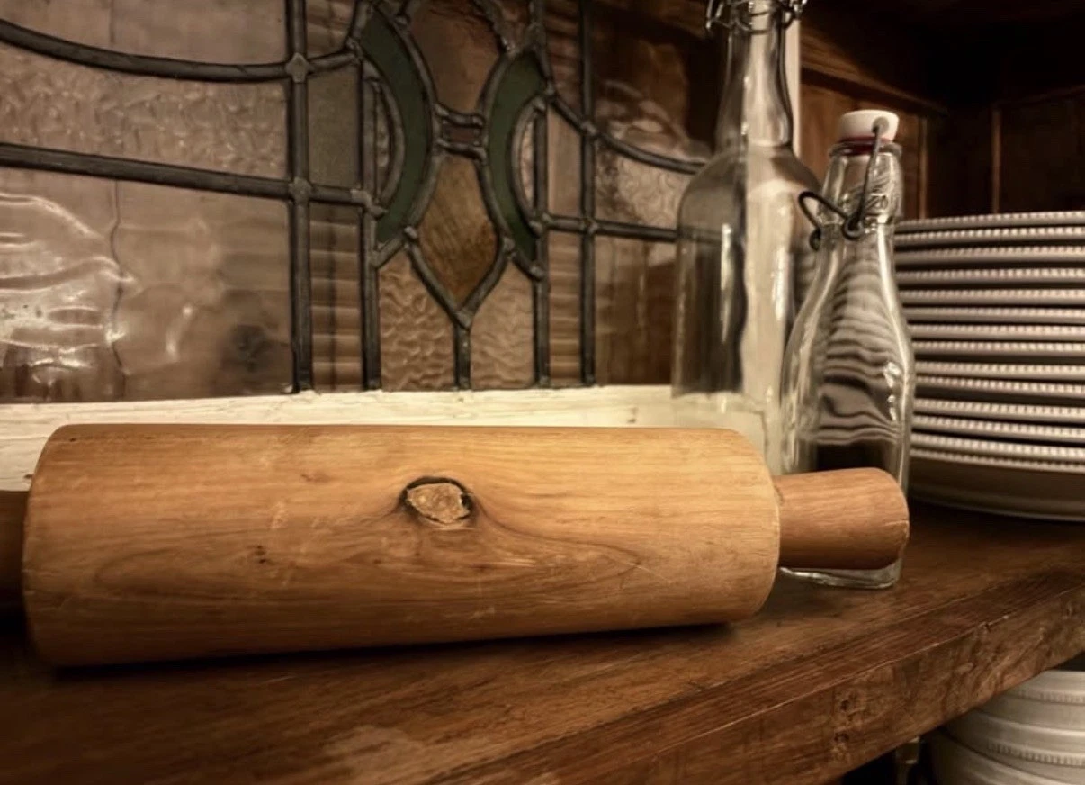 Antique Handmade Primitive Wooden Rolling Pin – One-Piece Construction