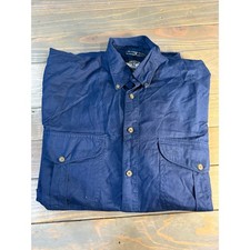 Dockers 100 cotton long sleeve button up men's dark blue dress shirt size Med