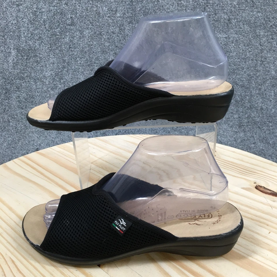 Sandalias Fly Flot para mujer 39 informales cómodas sin cordones cuña baja deslizable tela negra Foto 2 de 4