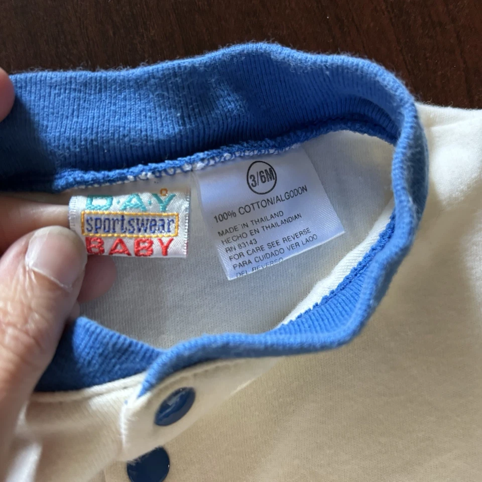 Vintage Nautical Striped Boys Day Baby Bubble Bodysuit  Romper Sailor Baby 3-6m - Image 3 of 4