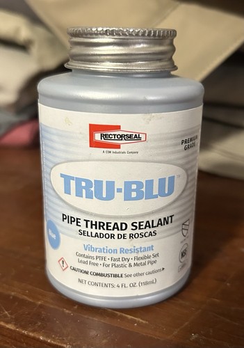 Rectorseal Tru Blu Pipe Thread Sealant 4 Oz PTFE High Vibration Adhesive