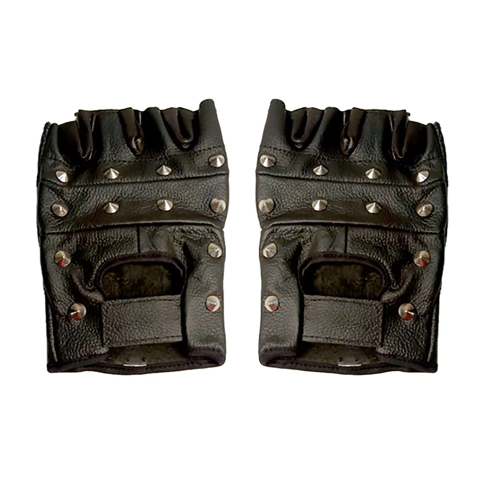 Handmade Black Leather Fingerless Gloves Studded | Unisex Punk Gothic Biker Gym