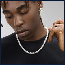 Rock Imitation Pearl Necklace For Men Hip Hop...