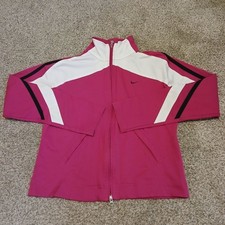 Nike Full Zip Magenta Pink and White Track Jacket Women's Medium Running Fitness
