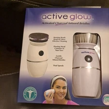 Active Glow Charcoal Infused Bristle Rotating Facial Brush 2 Speed Nib free ship