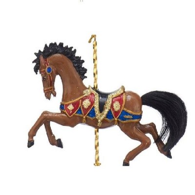 Kurt Adler Carousel Christmas Ornament Brown Horse Multi Color Saddle E0264