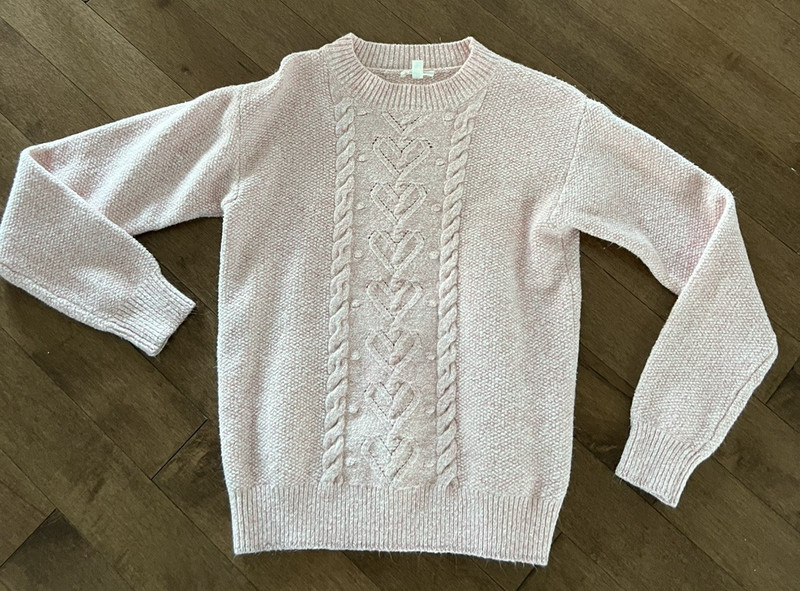 Girls pink Crewcuts sweater with hearts size XL 12-14 EUC! 