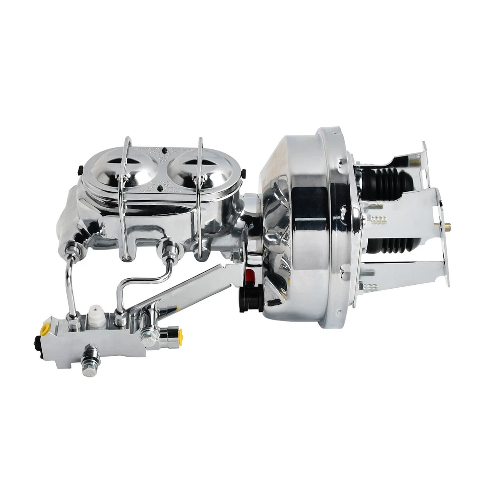 Kit de conversión de refuerzo de freno eléctrico cromado de 8" para Chevy Impala 1958-64 disco/tambor Foto 2 de 3