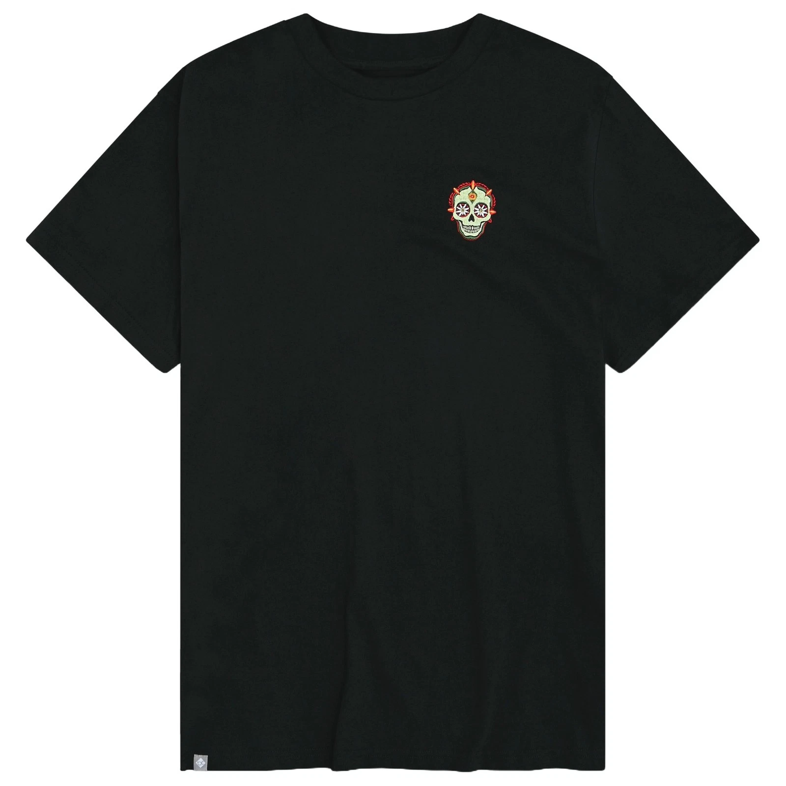 Bavarian Caps T-Shirt Day of the Dead Black Organic Cotton Print Embroidery New