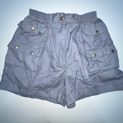 Vintage sears cargo shorts juniors size 13 Blue elastic waist button close Twill