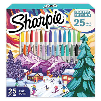 Sharpie Permanent Markers, Fine Point Markers Variety Pack, Assorted Colors, 25