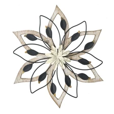 Whitewash Flowers Wood Wall Decor, Metal Rustic Wall Art Farmhouse Wall Decor...