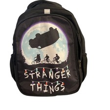 Stranger Things Netflix Black Backpack Kids on Bikes Moon Graphic School Bag