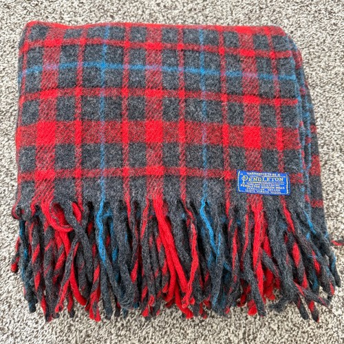 VTG Pendleton Wool Blanket 75x52 Classic Stewart-Style Tartan Plaid Vibrant USA