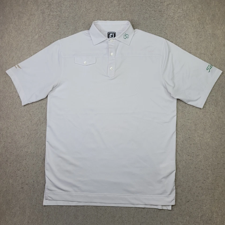 Footjoy Titleist Golf Polo Shirt Mens L White Athletic Fit BV Vokey Tour Logo - Image 2 of 4