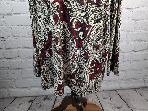 Susan Graver Mock Neck Size 3x Paisley Print Long Sleeve Stretch Knit Top b09a - Picture 6 of 11