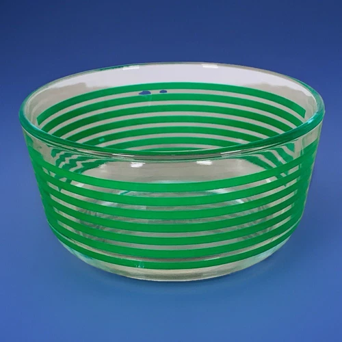 Vintage PYREX Green Striped Glass Bowl #7201.