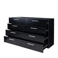 8 Drawer Double Dresser Wooden Storage Chest of 8 Drawer Black Dresser Cabinet