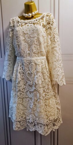 Monsoon Size 16 LOLITA IVORY Cream CROCHET LACE Scalloped Hem Prom Party DRESS - Picture 2 of 16