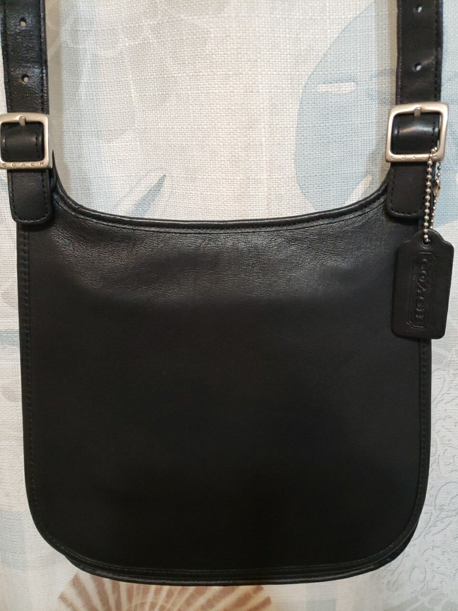 Coach Vintage Black Leather Crossbody Shoulder Hippie Flap Coach Vintage Black Leather Crossbody Shoulder Hippie Flap