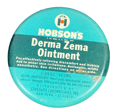 Derma Zema Ointment ADVERTISING TIN Litho Full Movie Prop 1940s Hobsons