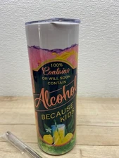 Zonegrace Stainless Steel Skinny Tumbler 20oz  With Lid Straw & Cleaning Brush