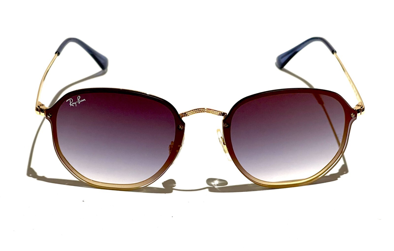 Ray-Ban Blaze Hexagonal RB3579N 9140/0S Gold Frame Blue Gradient Lens 58mm Stylish Eyewear