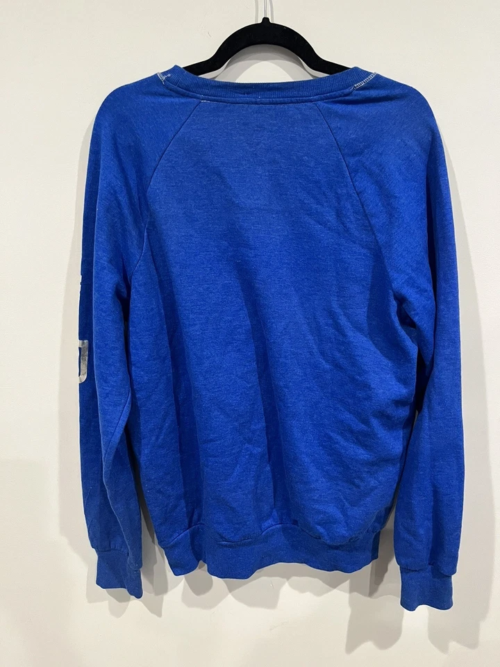 WALT DISNEY WORLD Sweatshirt Sz M Mickey Mouse Silver Foil Pull Over Blue - Image 3 of 4