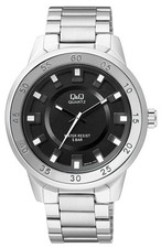 Q Q by Citizen Q870J202Y Silver Tone Band Black Dial Men's Watch GREAT GIFT
