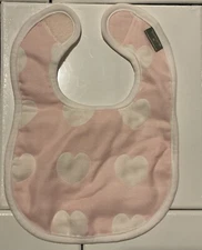 Hallmark Pink Baby Bib With White Hearts