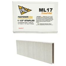 1 1/2" LEG x 1/4" CROWN 18GA 316SS L17 STAPLES 2,500ct | ML17T