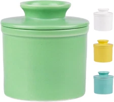 Ceramic Butter Crock with Lid, Countertop French Butter Keeper with Water Line 