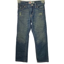 Levi's Boys 511 Slim Fit Jeans Blue Whiskered Distressed Medium Wash 7 Regular