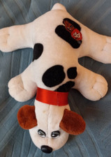 Vintage 1986 Tonka POUND PUPPY 8" White w/ Black Spots And Brown Ears