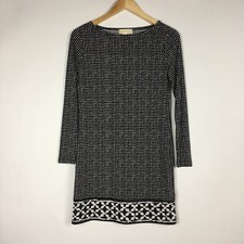 Michael Kors Black Mini Sheath Dress Geometric Long Sleeve Women's Size PS