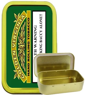 TEEZ™ Golden Virginia Warning 1oz Gold Empty Tobacco Tin,Pill Tin,Baccy Tin,Pocket Tin