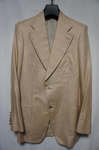 GUCCI Tom Ford Period Tailored Jacket Size 44 Camel Silk Made In Switzerland - Picture 2 of 6