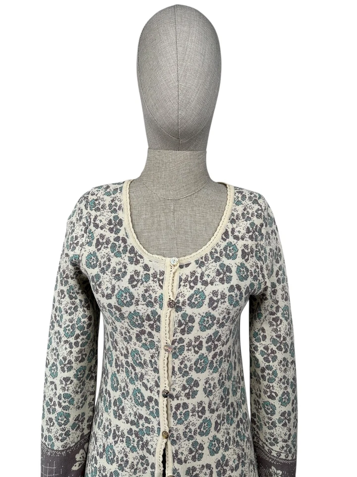 Suéter cárdigan de algodón con patrón de flores IVKO talla M Foto 4 de 4