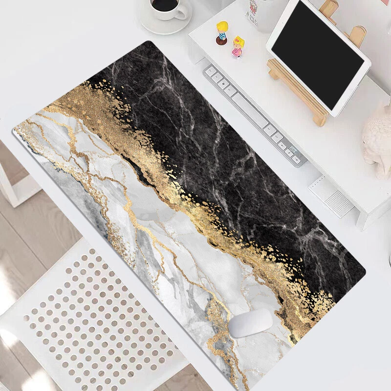 Gold Marble Mouse Pad Black and White Desk Mat for Keyboard and Mouse Desk Pad - Image 4 of 4