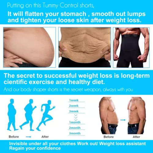 Herren Kompression Hohe Taille Boxershorts Bauch Slim Body Shaper Gürtel Hose US - Bild 9 von 29