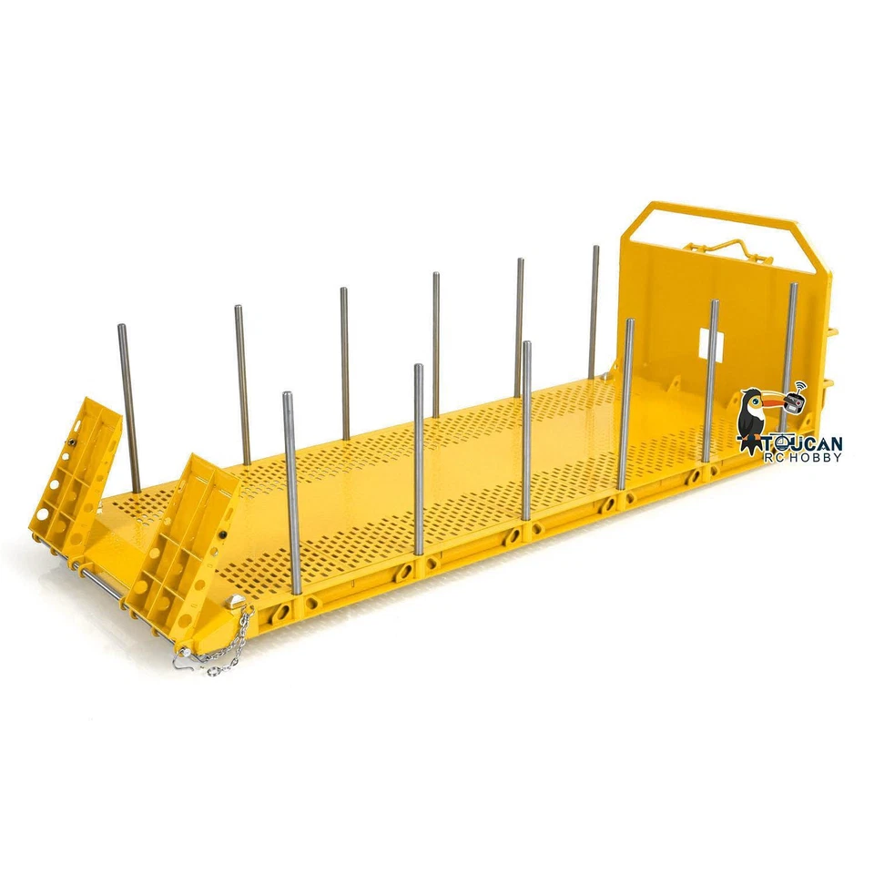 Plataforma plana de madera de metal 1:14 para camión volquete hidráulico RC 8x8 10x10 Foto 2 de 4