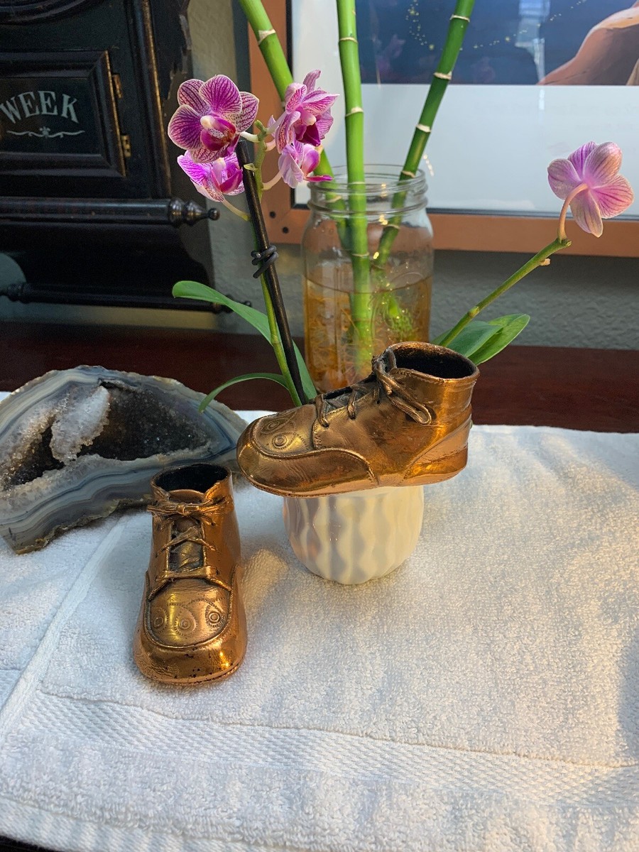 Vintage Almost Antique From 1932 Genuine Bronzed Copper Baby Shoes