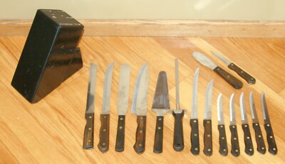 Tramontina knife set w block 13 knives sharpener steak chef bread filet paring