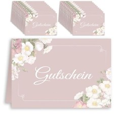 20x Gutscheinkarten Set "Blütenwunder" Altrosa Gutschein Karten Set
