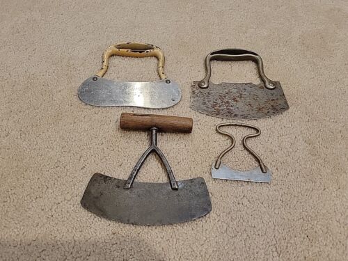 LOT OF (4) ANTIQUE QUALITY PRIMITIVE FOOD CHOPPER TOOLS COLLECTIBLE - Picture 1 of 10