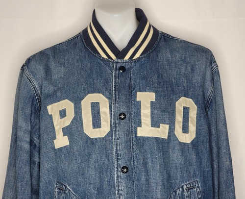 Polo Ralph Lauren Mens Varsity-Inspired Custom Bear Patch Denim Jacket Size 2XL - Picture 4 of 8