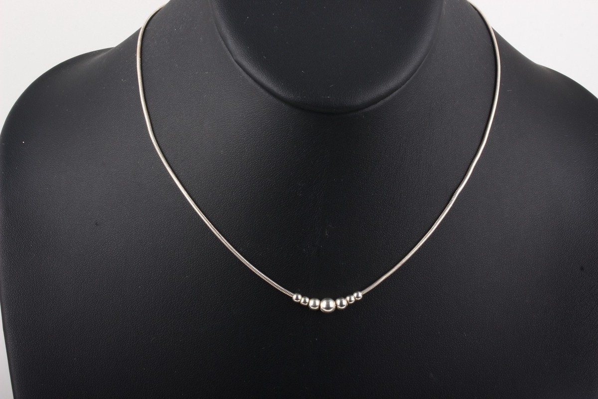 MJI ITALY STERLING CHAIN NECKLACE SILVER BEADS FINE 925 6918B | eBay