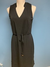 Work Dress Petite Size Medium Black Sleeveless Sheath Office Siren V Neck Basic 