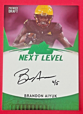 2020 Sage Premier Draft Brandon Aiyuk RC On Card Auto # 4/5 San Francisco 49ers