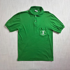 Vintage Stedman Shirt Mens Large Green Savannah GA Polo 1980s 90s Made in USA